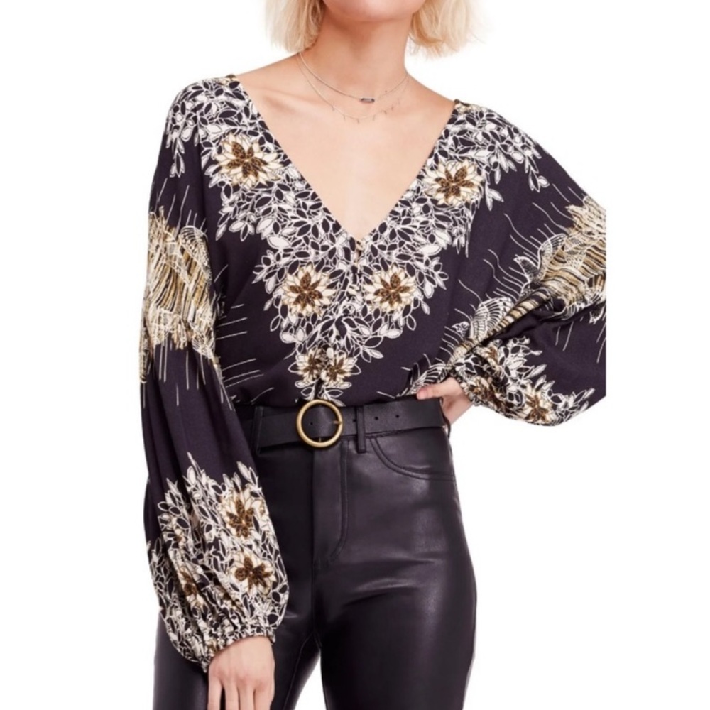 Free People Birds of a Feather Floral Top Size XS